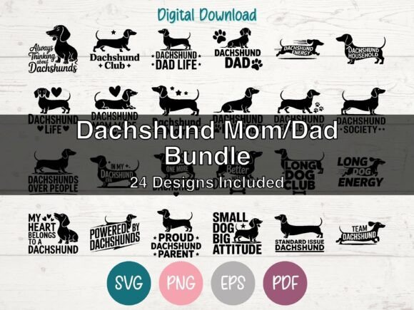 Dachshund Mom Dad SVG Bundle – Creative T-Shirt Design Graphics for Handmade Brands