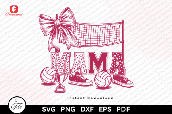 Volleyball Bow Mom Mama SVG PNG: A Bold Graphic Asset for Local Branding
